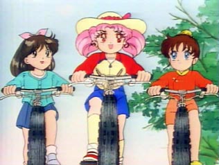 Chibi Usa riding a bike