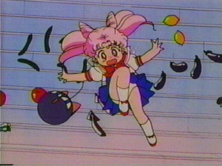 Chibi Usa screams while here underwear shows