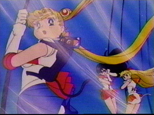 The wind blows up Sailor Moon's skirt showing her panties