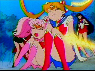A bit of Sailor Chibi Moon's panties show