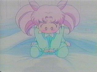 Chibi Usa made a pee stain on Usagi's bed ^-^;