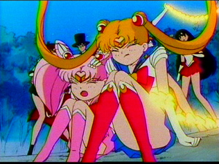 A bit of Sailor Mini Moon's panties show