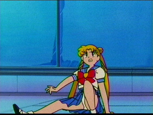 Usagi crawls, raising her leg which show her panties