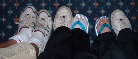Switchin shoes: JR w/ mine, me w/ JR & Amy, Amy w/ hers and JR