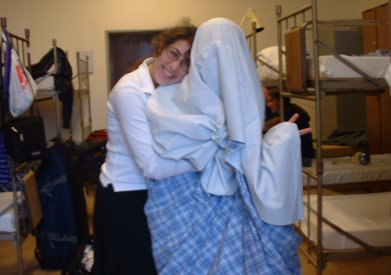Hugging the big puffy marshmallow