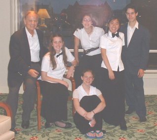 Pedro, Katie, Jen, me, JR, Amy in concert dress (& bowties!)