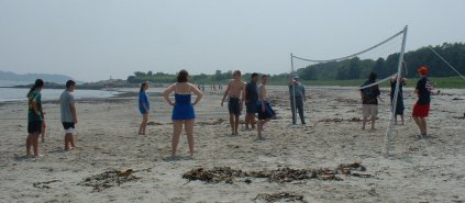 beach volleyball! not too sunny day though..
