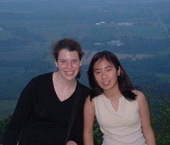 Julie & Tif with view in Nova Scotia