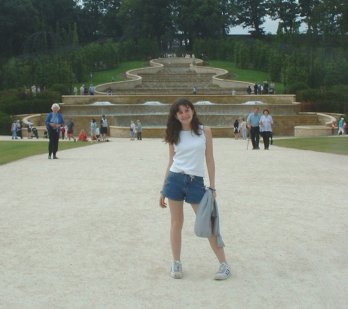 Heather in front of Alnwick Garden's fountain