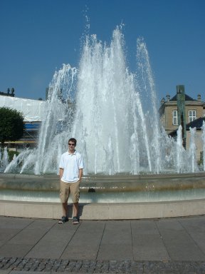 RJ <crossout>messing up a nice pic of</crossout> with fountain XP