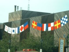 Flags! on a building