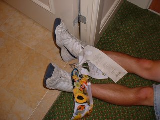 JR's feet - walking advertisement