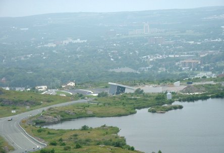 view from Signal Hill & 1/2 in the ground building (geology center)