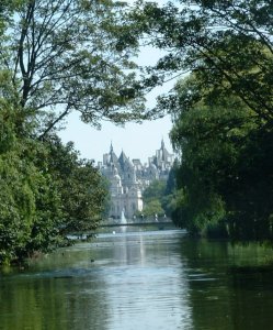 palace through the trees w/ reflection