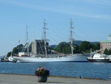 Ship in the port of Bergen, Norway