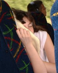 1st picture of the tour - Heather sleeping