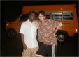 were they posing in front of the bus?