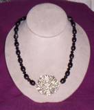 black tourmaline with vintage rhinestone pin