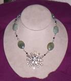 New Jade & black crystal with vintage rhinestone pin