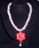 rose quartz with cinnabar flower