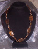 bronzite and brown crystal on gold filled chain