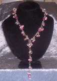 pink fiber optic & crystal Y necklace