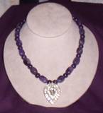 amethyst nugget with vintage rhinestone shoe clip