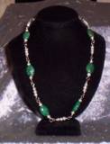 amazonite and pearls on sterling silver chain