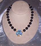 blue tigereye and crystal with vintage Avon earring