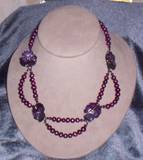 cranberry freshwater pearls and modern pansy earrings