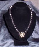 gray glass pearls with vintage rhinestone earring