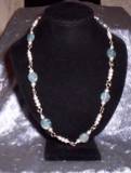 kyanite and pearls on sterling silver chain