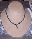 lapis beads, crystal and sterling silver CZ drop