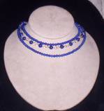 3 row lapis and gold filled wire 3 row choker