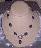sodalite, sterling silver chain, crystals rhinestone earring
