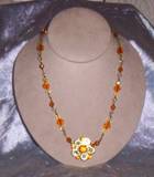 topaz and jonquil crystal with vintage rhinestone