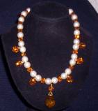 vintage topaz drop pendant with faux pearls/swarvoski crystal