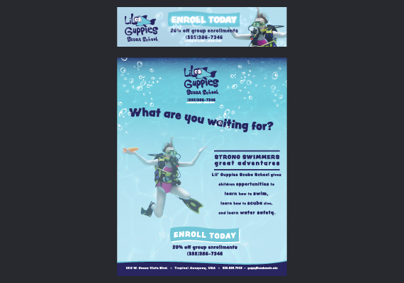 Children who want to learn how to swim and parents of those children are the target audience for this ad campaign. Everything is geared to appeal to the target audience. Utilizing fun to appeal to kids and safety to appeal to adults, viewers dive into the page.