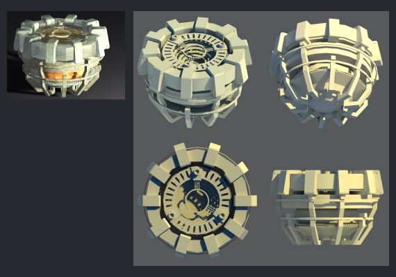 This is a 3D model of Tony Stark’s mechanical heart - the Arc Reactor 'Mark I' similar to the one seen in the film 'Iron Man'. Proportion, repetition, and scale are all pivotal to this piece.
