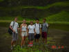 Troy, Martine, Gen, Chris, and Carey inside the crater, with Kevin taking the picture
