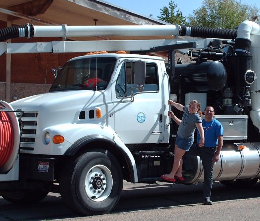 Nicole still thinks Daddy is cool, and so is the big truck.