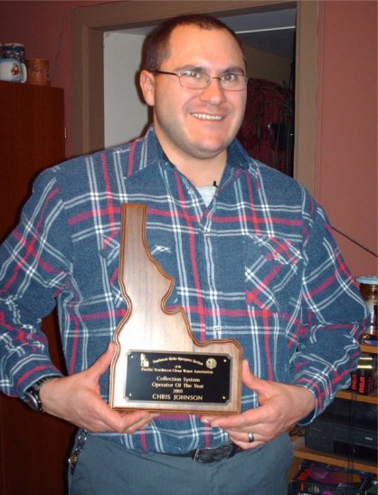 Award Chris received for being voted collection system operator of the year for the Northwest District.