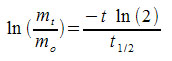 ln(mt/ m0) = (-t) ln(2) / t1/2