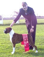 Baxter at 13 months with Amy together winning Junior handler heat at Leeston May 10 2003