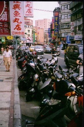 Scooters are the prefered method of transportation