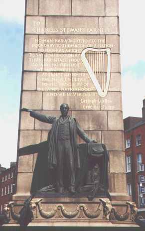 Irish statue photograph, Picture of inscription on Parnell monument Dublin,Ireland
