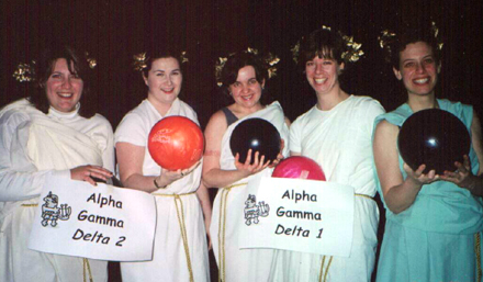 Goddesses bowling for a good cause - it better be in those outfits!!