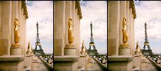 La place du Trocad�ro et la Tour Eiffel, � Paris (photo en 3 dimensions)