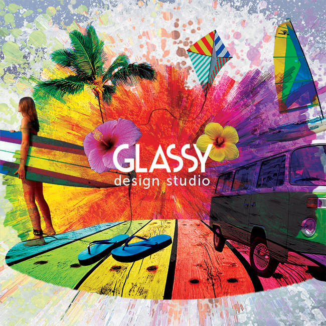 glassy design studio beach and surf photoshop collage