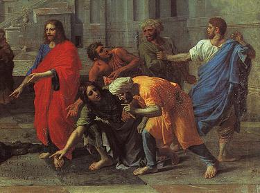 Christ and the Woman Taken in Adultery, painted 1653, Detail, Musee du Louvre, Paris